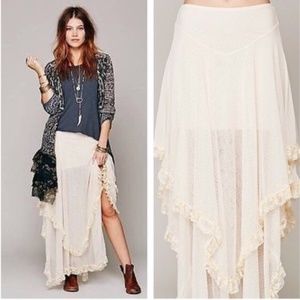 Free People Spanish Court Lace Ruffle Maxi Skirt
